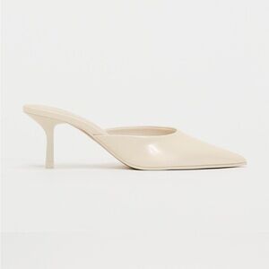 BNWT Zara Patent Leather Heeled Mules White